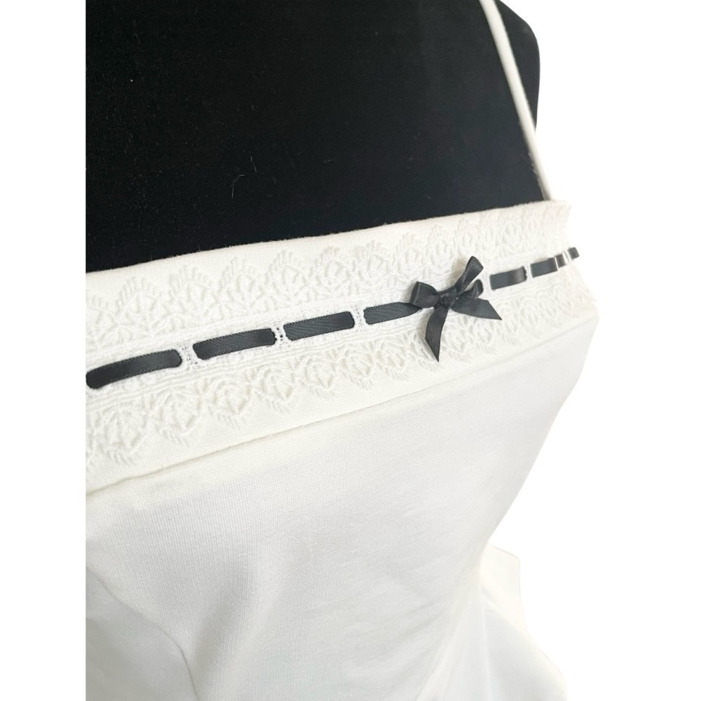 Blashe peplum tank camisole white black ribbon womens Small casual princess boho - Picture 3 of 7